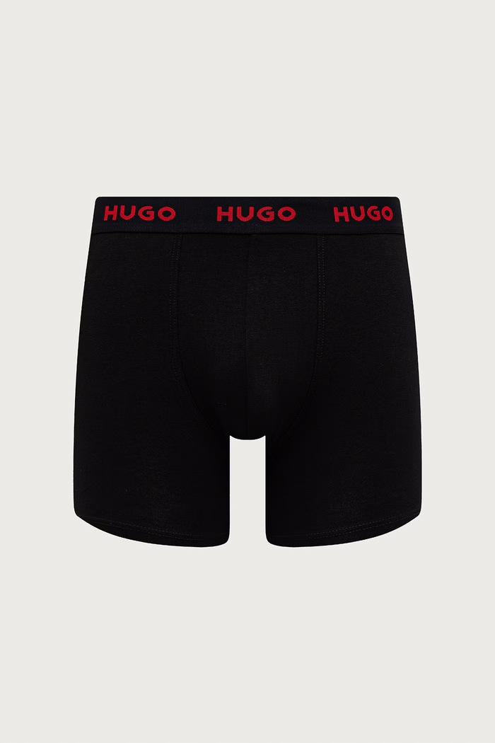 Odzież HUGO Bokserki męskie bawełniane z elastanem BOXERBR TRIPLET DESIGN 3-pack 50532559 czerwony