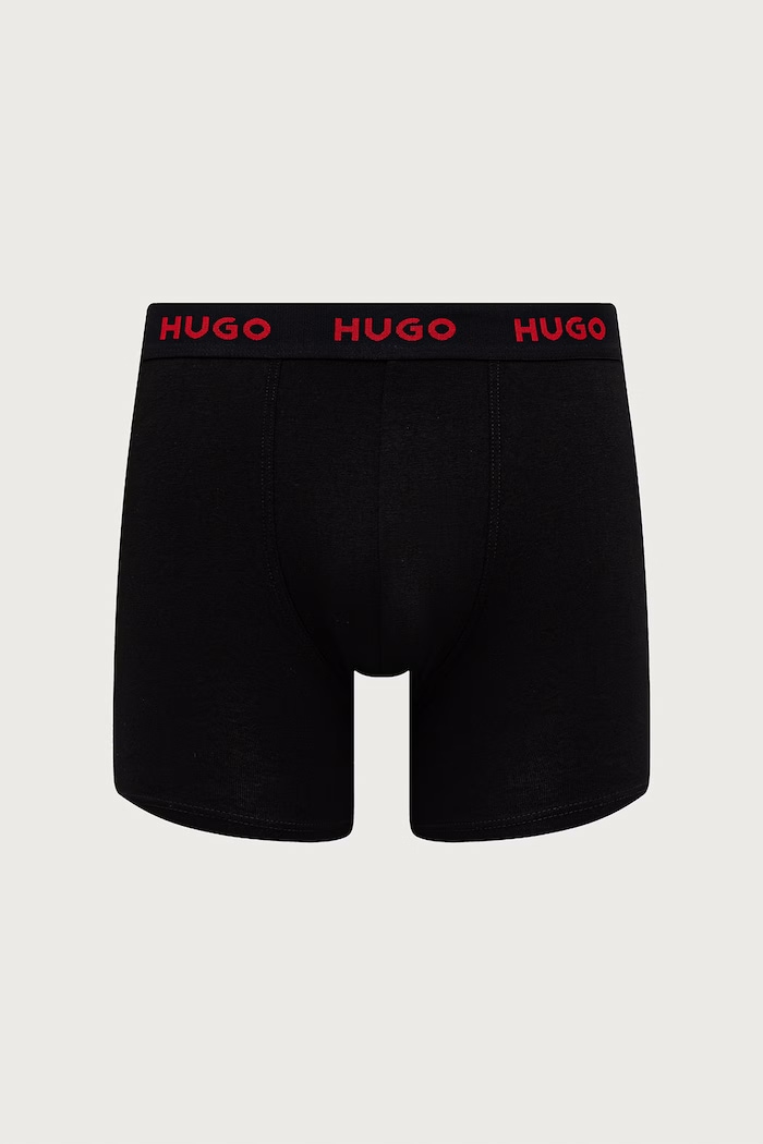 Odzież HUGO Bokserki męskie bawełniane z elastanem BOXERBR TRIPLET DESIGN 3-pack 50532559 czerwony