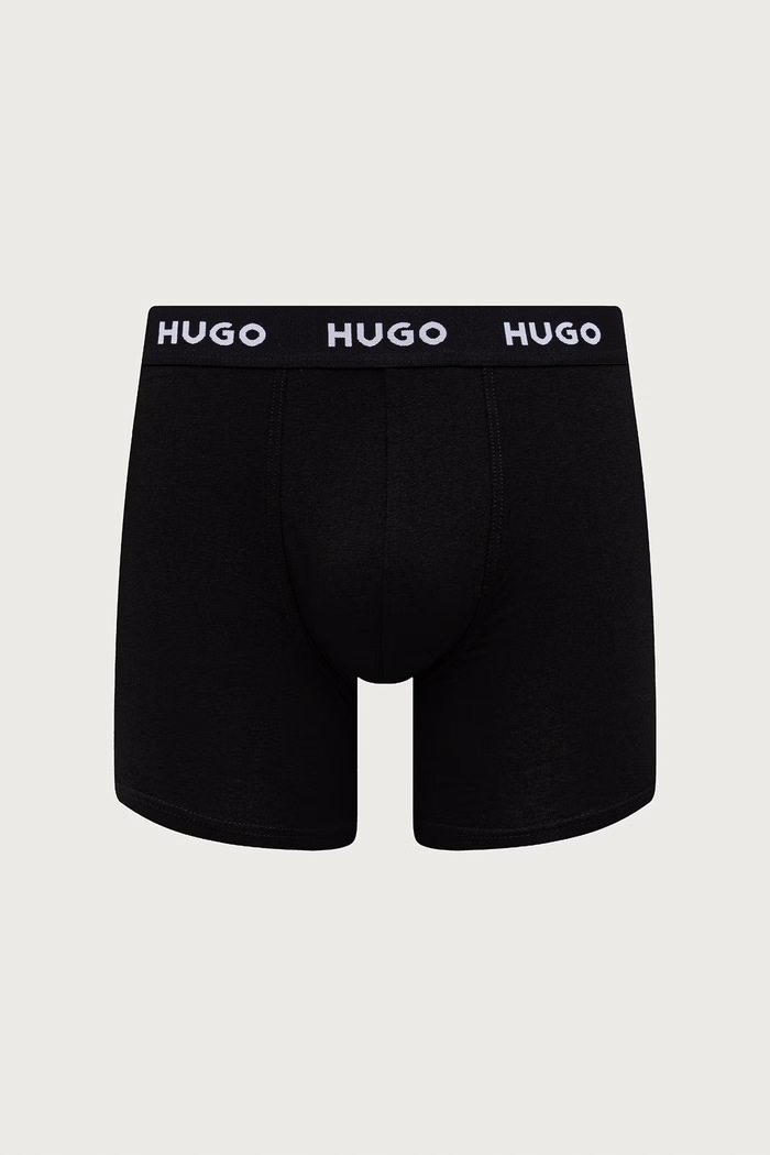Bokserki męskie bawełniane z elastanem BOXERBR TRIPLET DESIGN 3-pack HUGO 50532559 czerwony