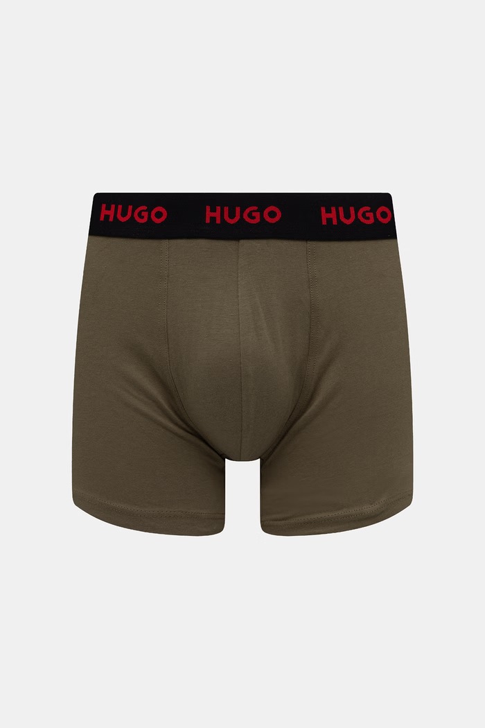 Одяг HUGO боксери чоловічі бавовняні з еластаном BOXERBR TRIPLET DESIGN 3 шт. 50532559 зелений
