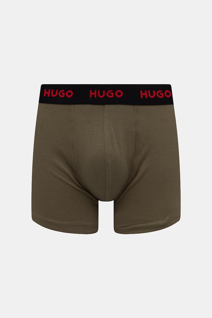 Одяг HUGO боксери чоловічі бавовняні з еластаном BOXERBR TRIPLET DESIGN 3 шт. 50532559 зелений