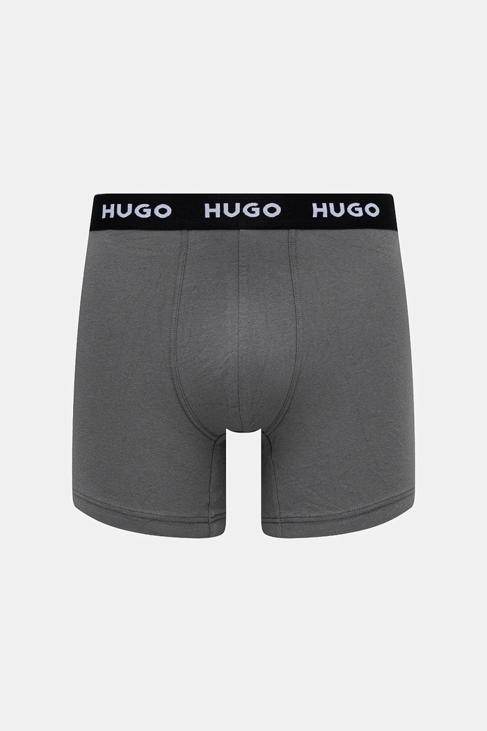 HUGO boxeri bărbați din bumbac cu elastan BOXERBR TRIPLET DESIGN pachet de 3 negru 50532559