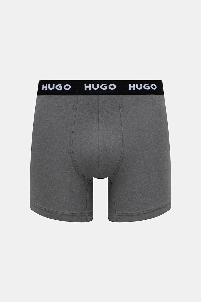 HUGO boxeri bărbați din bumbac cu elastan BOXERBR TRIPLET DESIGN pachet de 3 negru 50532559
