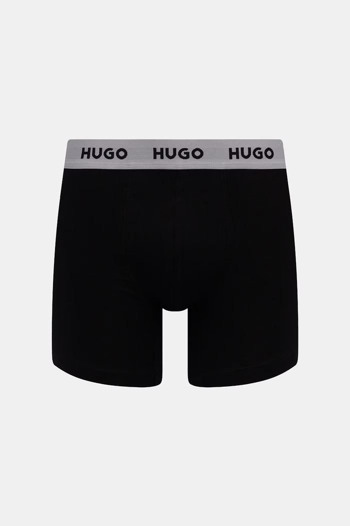 HUGO boxerky pánské bavlněné s elastanem BOXERBR TRIPLET DESIGN 3-pack 50532559 černá SS26