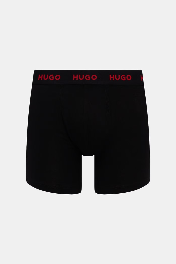 Oblečení HUGO boxerky pánské bavlněné s elastanem BOXERBR TRIPLET DESIGN 3-pack 50532559 černá