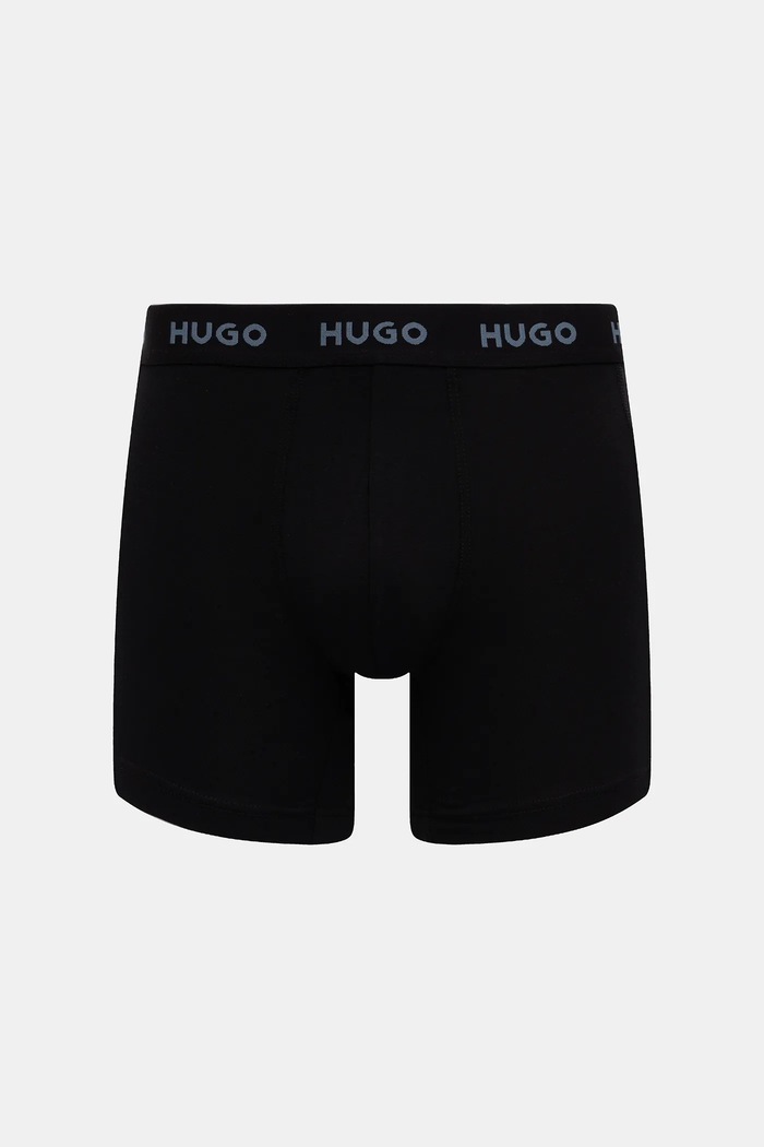 Oblečenie HUGO boxerky pánske bavlnené s elastanom BOXERBR TRIPLET DESIGN 3-pak 50532559 čierna