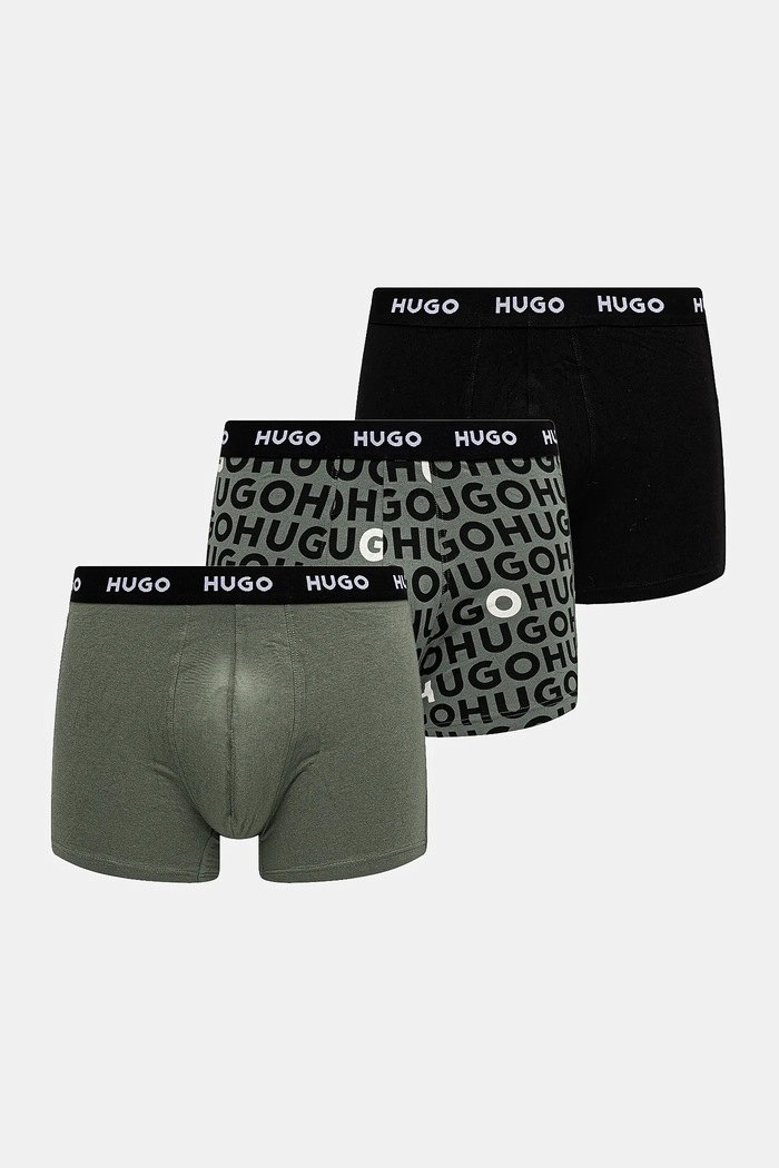 HUGO boxeri bărbați din bumbac cu elastan BOXERBR TRIPLET DESIGN pachet de 3 uni multicolor 50532559