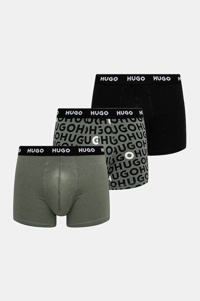 HUGO boxeri bărbați din bumbac cu elastan BOXERBR TRIPLET DESIGN pachet de 3 uni multicolor 50532559