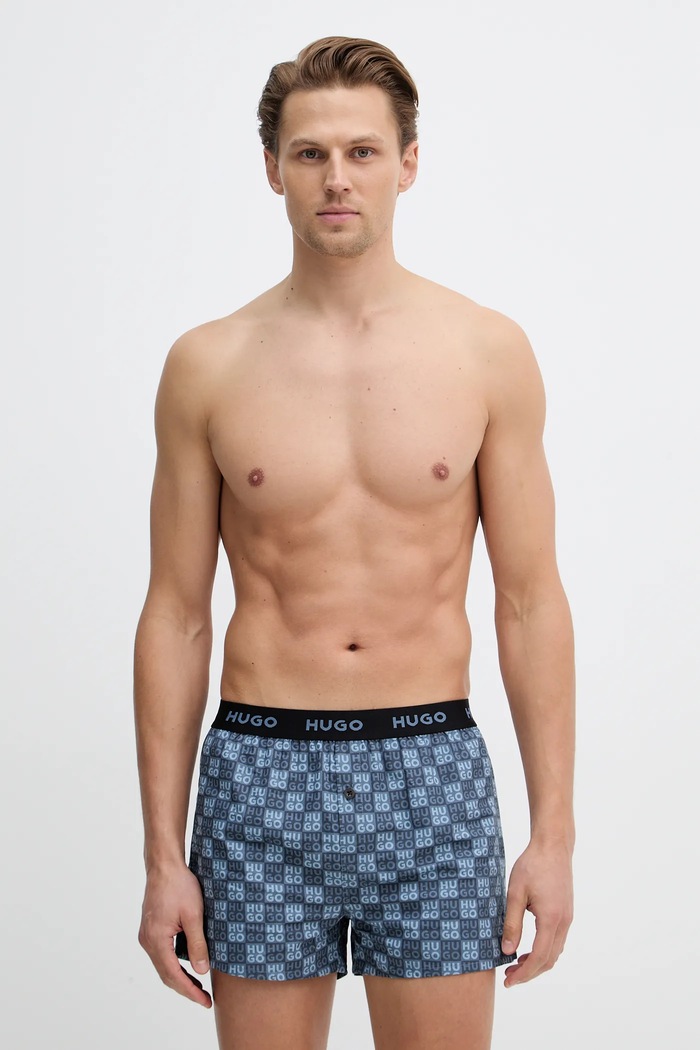 HUGO široke bokserice za muškarce od pamuka WOVEN BOXER TRIPLET 3-pack plava 50532565