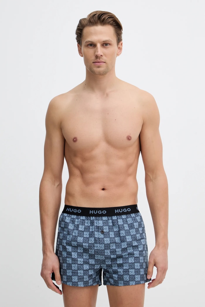 HUGO široke bokserice za muškarce od pamuka WOVEN BOXER TRIPLET 3-pack plava 50532565
