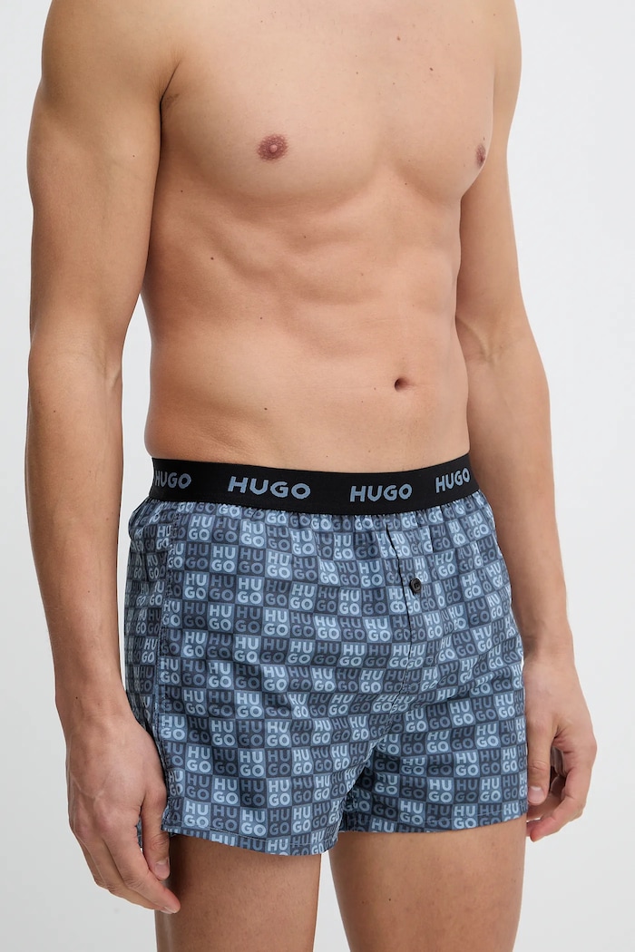 HUGO široke bokserice za muškarce od pamuka WOVEN BOXER TRIPLET 3-pack 50532565 plava SS26