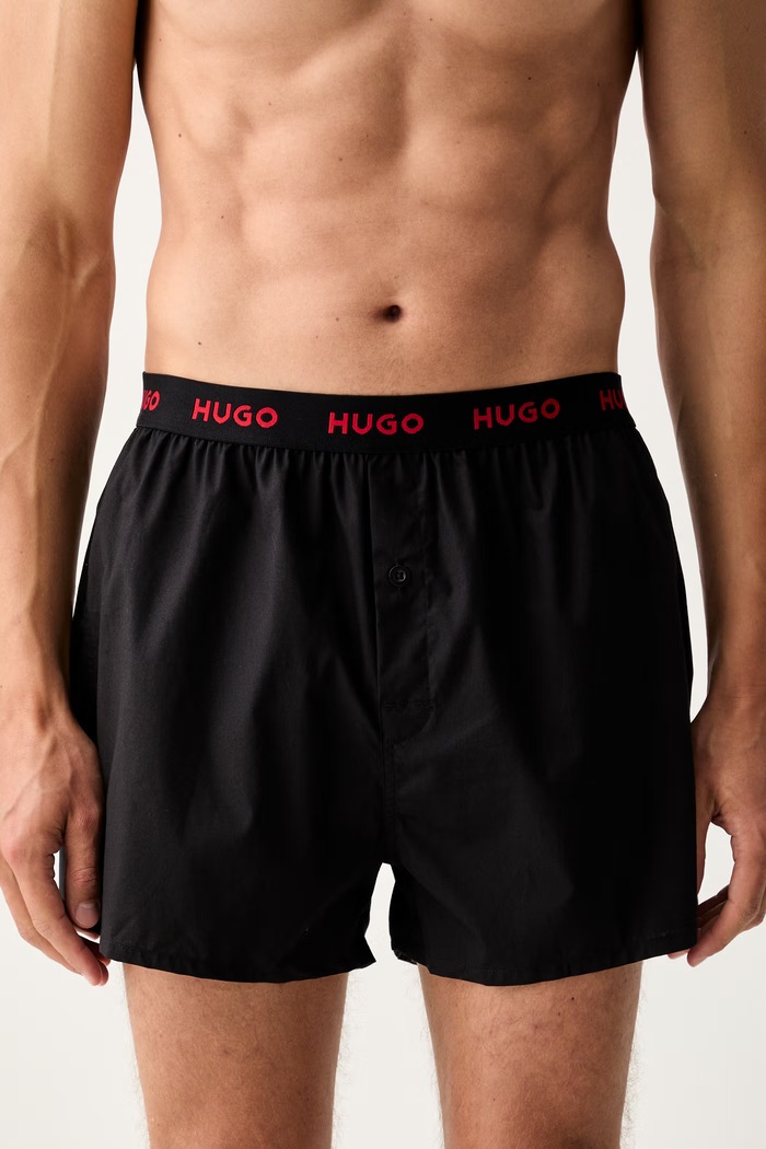 Odzież HUGO bokserki luźne męskie bawełniane WOVEN BOXER TRIPLET 3-pack 50532565 czarny