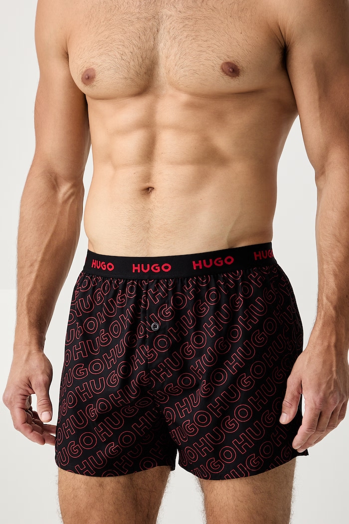 Odzież HUGO bokserki luźne męskie bawełniane WOVEN BOXER TRIPLET 3-pack 50532565 czarny