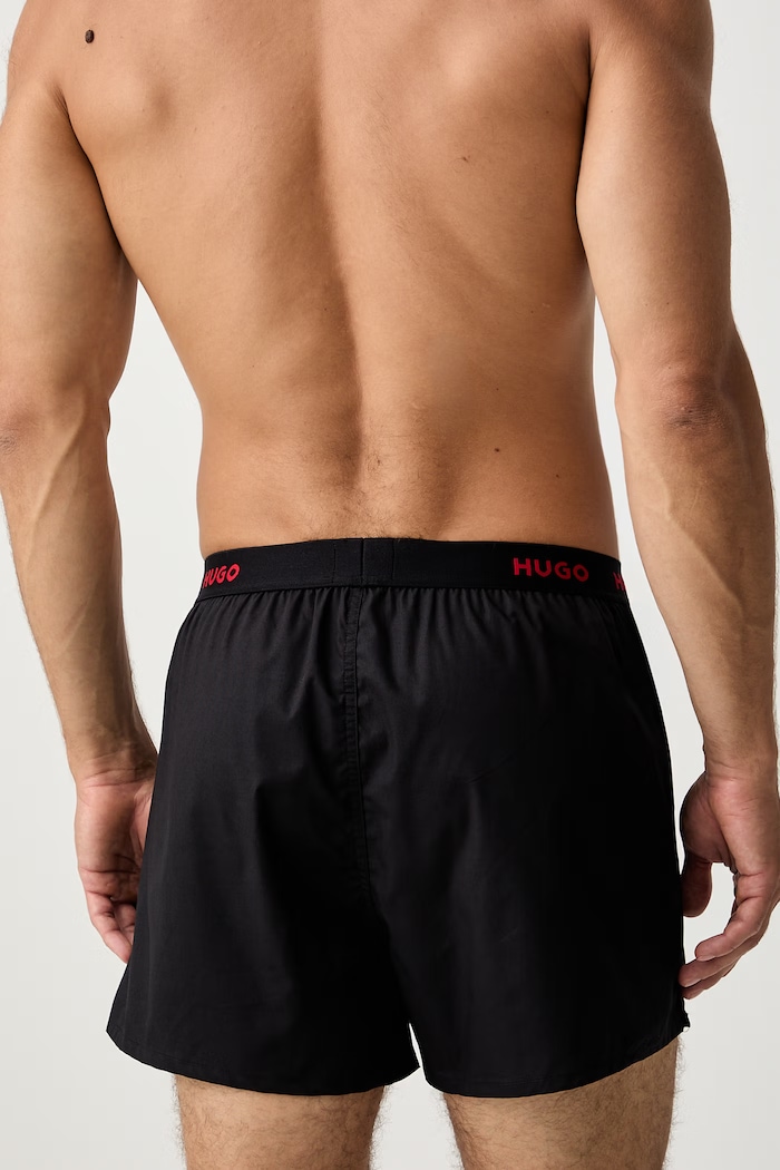 HUGO bokserki luźne męskie bawełniane WOVEN BOXER TRIPLET 3-pack 50532565 czarny