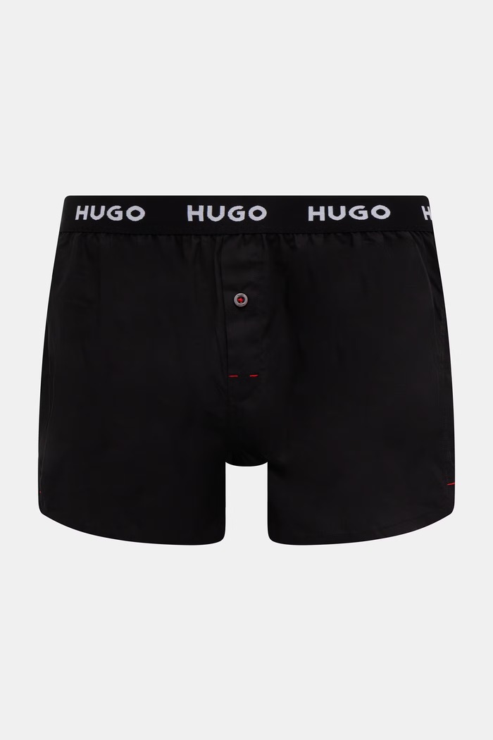 HUGO boxeri lejeri bărbați din bumbac WOVEN BOXER TRIPLET pachet de 3 negru 50532565