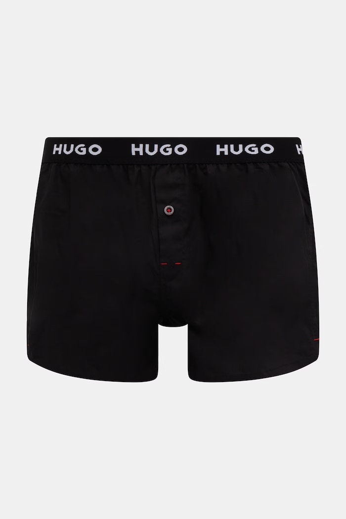 HUGO boxeri lejeri bărbați din bumbac WOVEN BOXER TRIPLET pachet de 3 negru 50532565