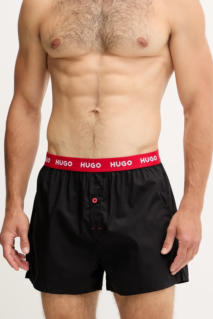 HUGO boxeri lejeri bărbați din bumbac WOVEN BOXER TRIPLET pachet de 3 50532565 negru SS26