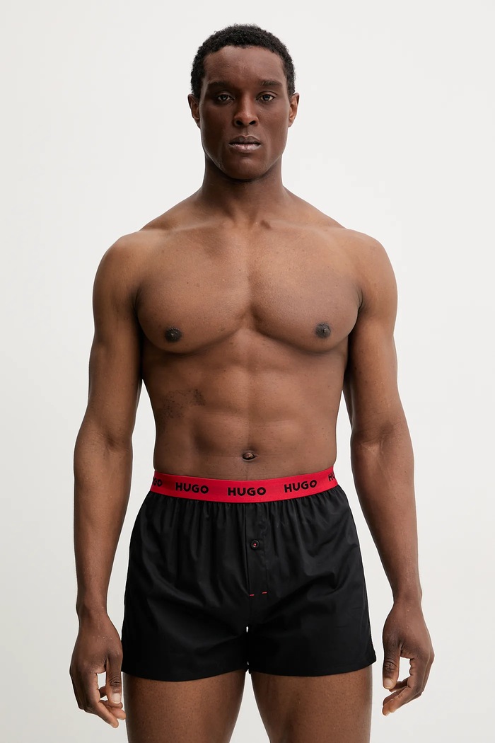 HUGO boxeri lejeri bărbați din bumbac WOVEN BOXER TRIPLET pachet de 3 50532565