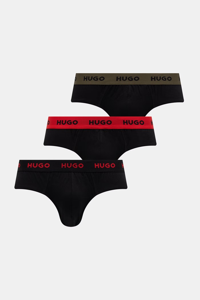 HUGO slipy męskie bawełniane z elastanem HIPBRIEF TRIPLETPACK 3-pack czerwony 50532570