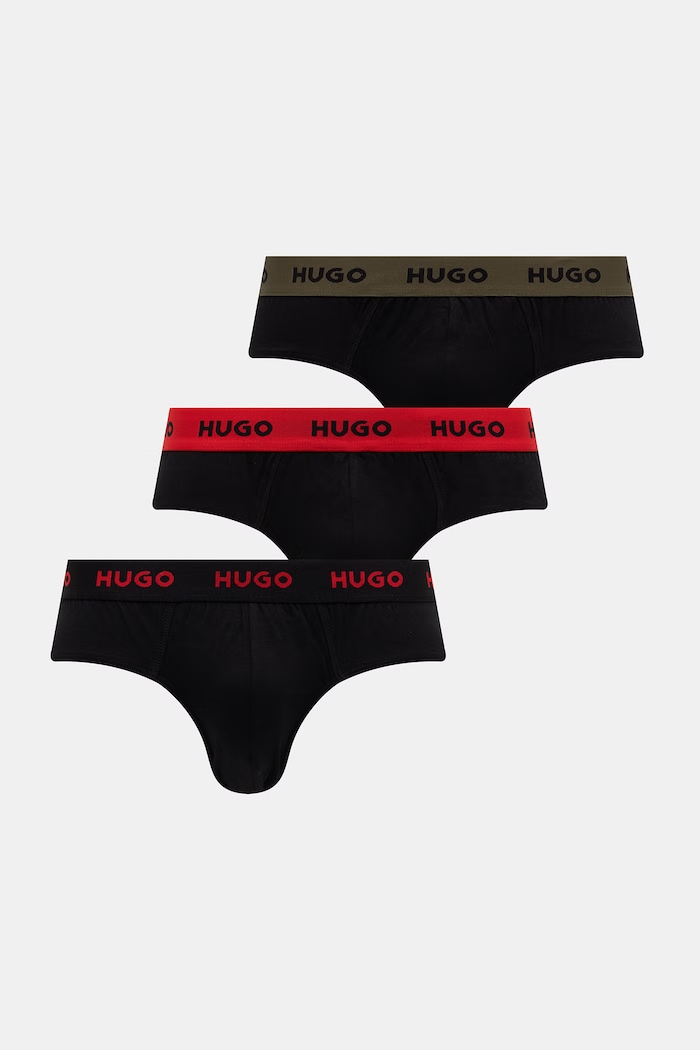 HUGO slipy męskie bawełniane z elastanem HIPBRIEF TRIPLETPACK 3-pack czerwony 50532570