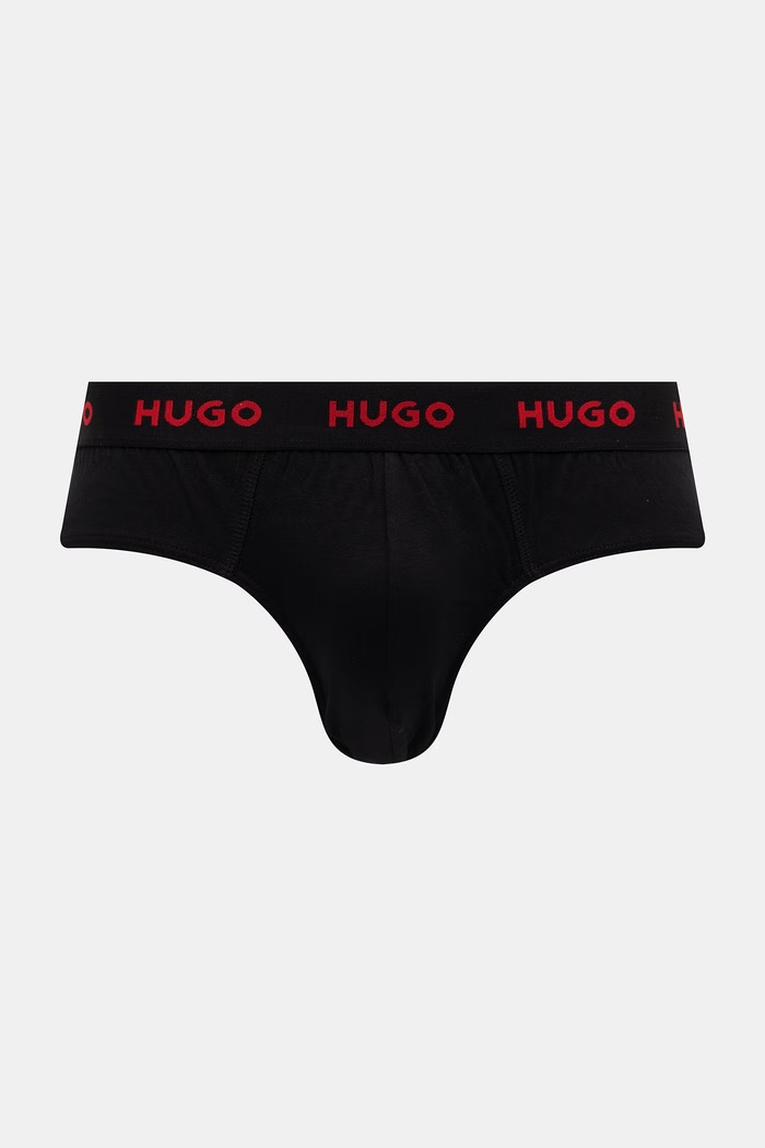 HUGO slipy męskie bawełniane z elastanem HIPBRIEF TRIPLETPACK 3-pack 50532570 czerwony SS26