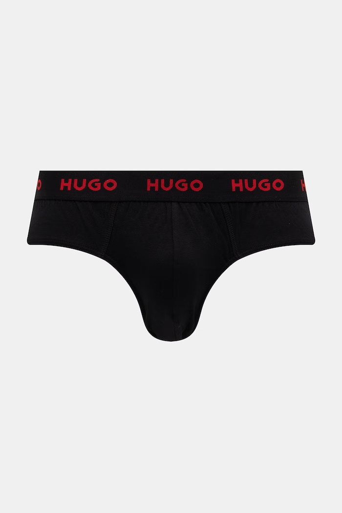 HUGO slipy męskie bawełniane z elastanem HIPBRIEF TRIPLETPACK 3-pack 50532570 czerwony SS26