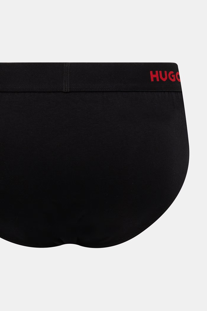 HUGO slipy męskie bawełniane z elastanem HIPBRIEF TRIPLETPACK 3-pack 50532570 czerwony