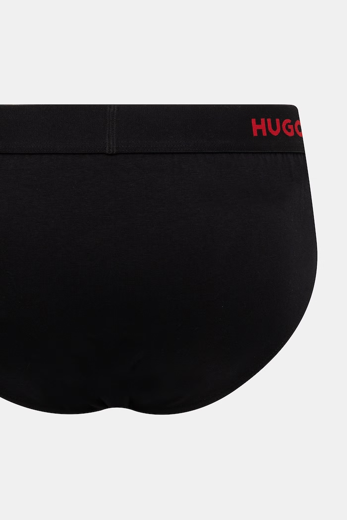 HUGO slipy męskie bawełniane z elastanem HIPBRIEF TRIPLETPACK 3-pack 50532570 czerwony