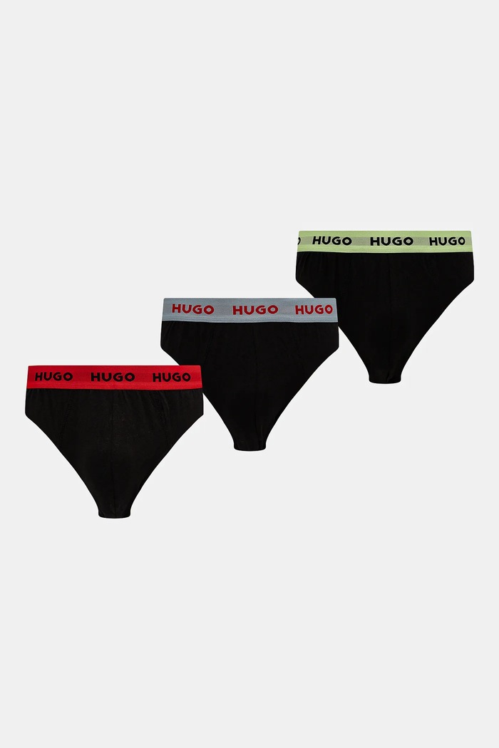 HUGO σλιπ Ανδρικά βαμβάκι με ελαστάν HIPBRIEF TRIPLETPACK 3-pack μαύρο 50532570
