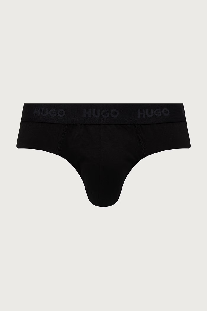 HUGO Slipy męskie bawełniane z elastanem HIPBRIEF TRIPLETPACK 3-pack 50532570 czarny SS26
