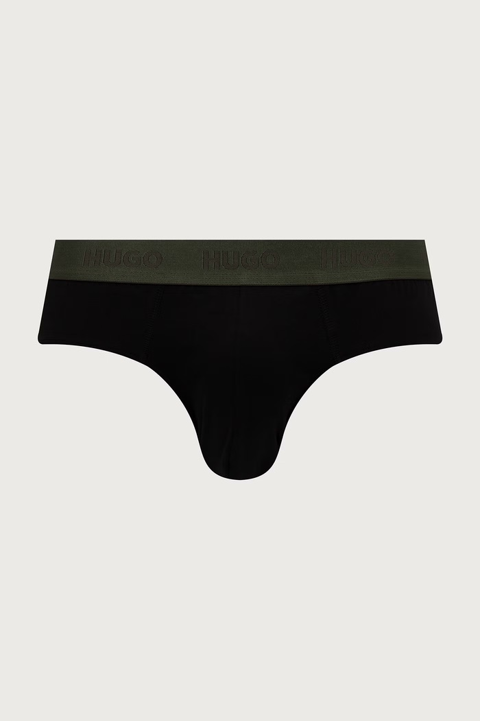 Odzież HUGO Slipy męskie bawełniane z elastanem HIPBRIEF TRIPLETPACK 3-pack 50532570 czarny