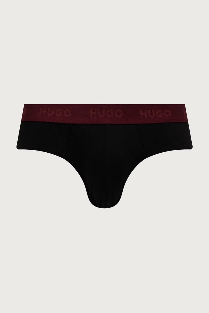 Slipy męskie bawełniane z elastanem HIPBRIEF TRIPLETPACK 3-pack HUGO 50532570 czarny