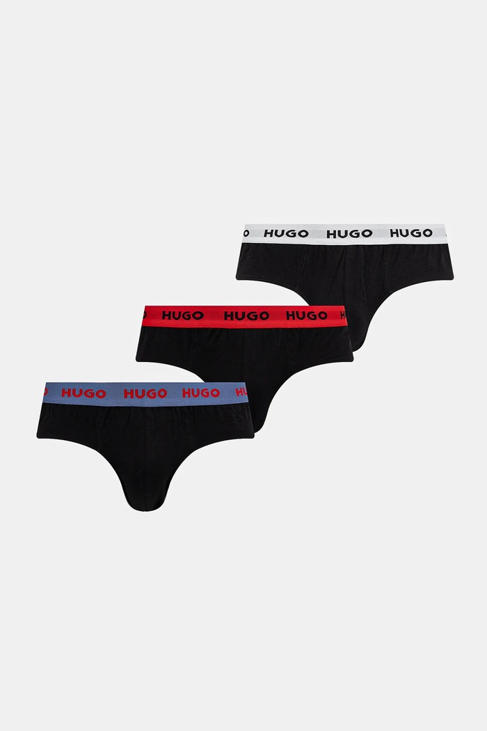 HUGO σλιπ Ανδρικά βαμβάκι με ελαστάν HIPBRIEF TRIPLETPACK 3-pack μαύρο 50532570