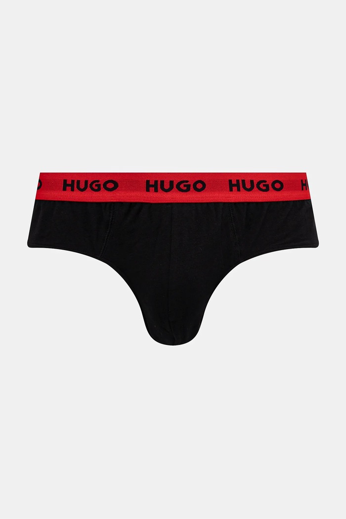 Ρούχα HUGO σλιπ Ανδρικά βαμβάκι με ελαστάν HIPBRIEF TRIPLETPACK 3-pack 50532570 μαύρο