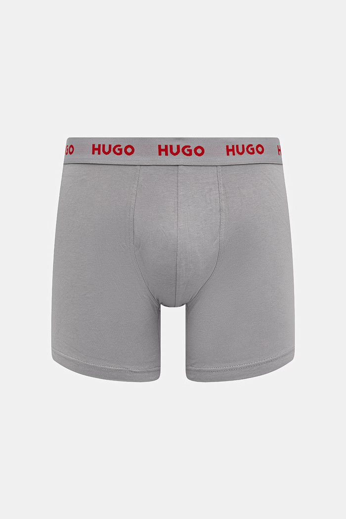 HUGO boxerky pánske bavlnené s elastanom BOXERBR TRIPLET PACK 3-pak tmavomodrá 50532613