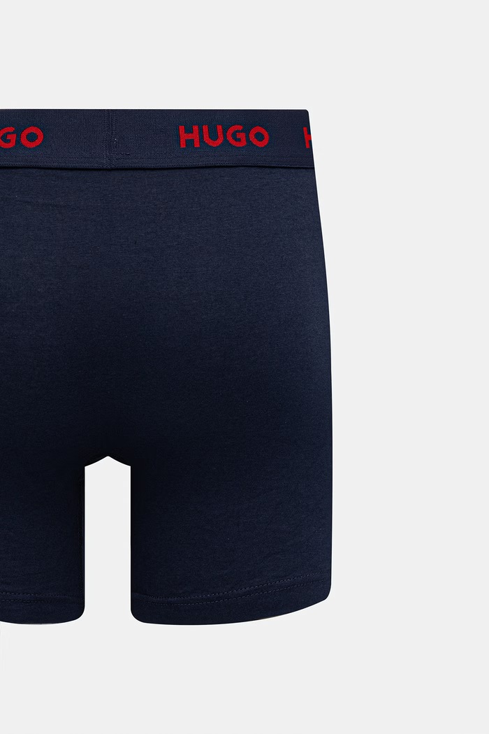 HUGO boxerky pánske bavlnené s elastanom BOXERBR TRIPLET PACK 3-pak 50532613 tmavomodrá