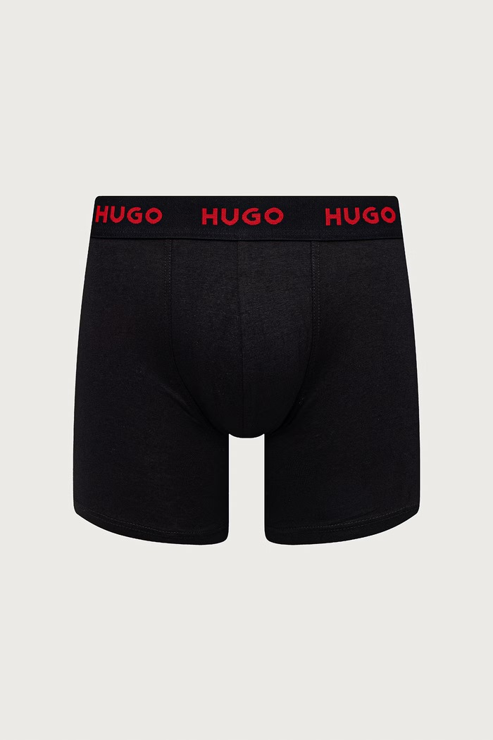 Boxerky pánske bavlnené s elastanom BOXERBR TRIPLET PACK 3-pak HUGO 50532613 sivá