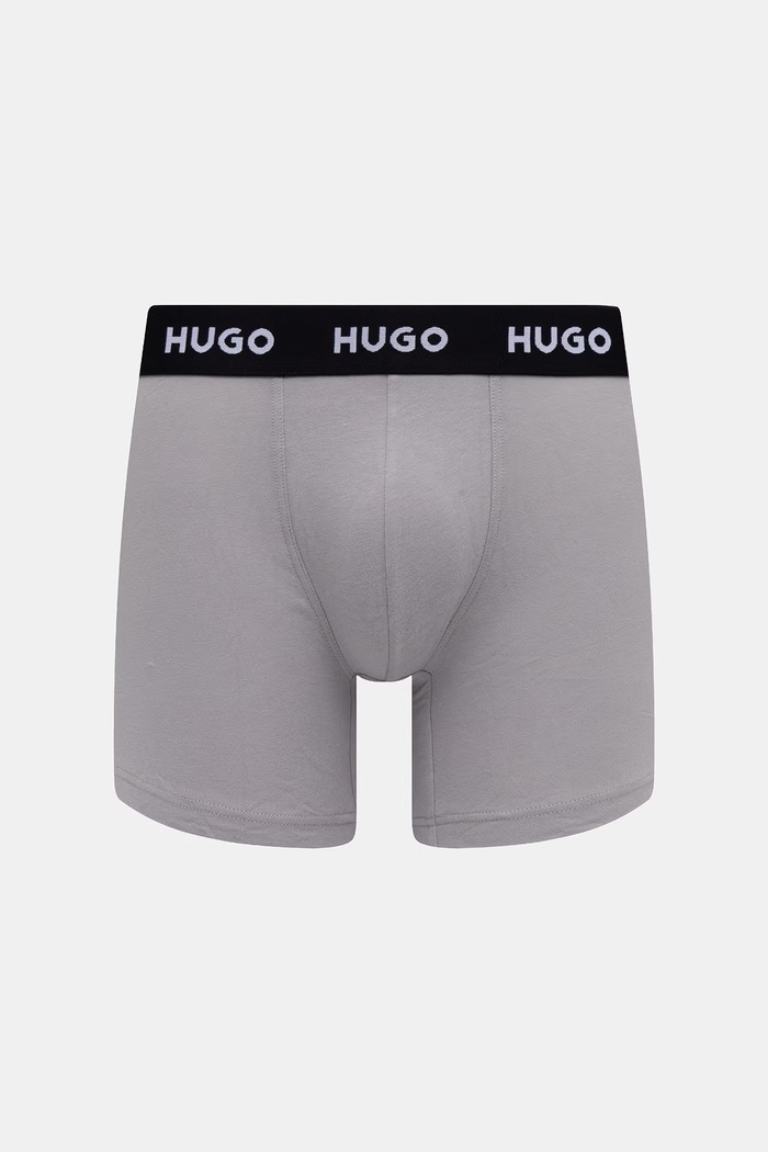 Oblečení HUGO boxerky pánské bavlněné s elastanem BOXERBR TRIPLET PACK 3-pack 50532613 šedá
