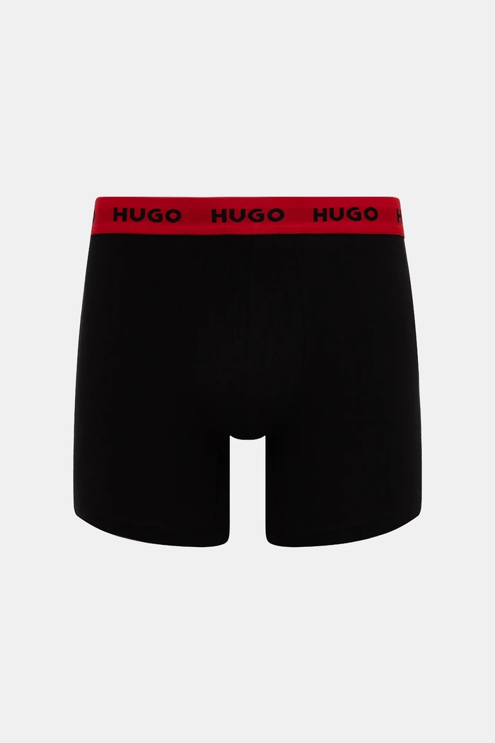 HUGO boxeri bărbați din bumbac cu elastan BOXERBR TRIPLET PACK pachet de 3 negru 50532613