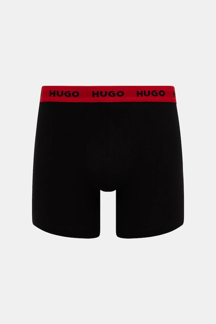 HUGO boxeri bărbați din bumbac cu elastan BOXERBR TRIPLET PACK pachet de 3 negru 50532613