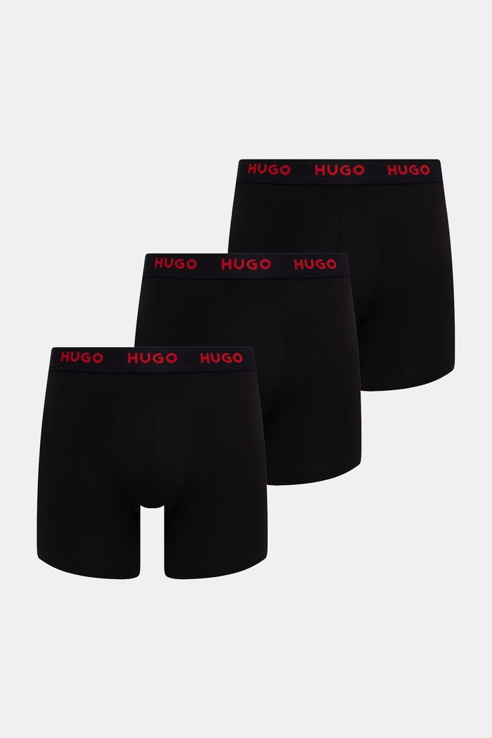HUGO боксери чоловічі бавовняні з еластаном BOXERBR TRIPLET PACK 3-пак чорний 50532613
