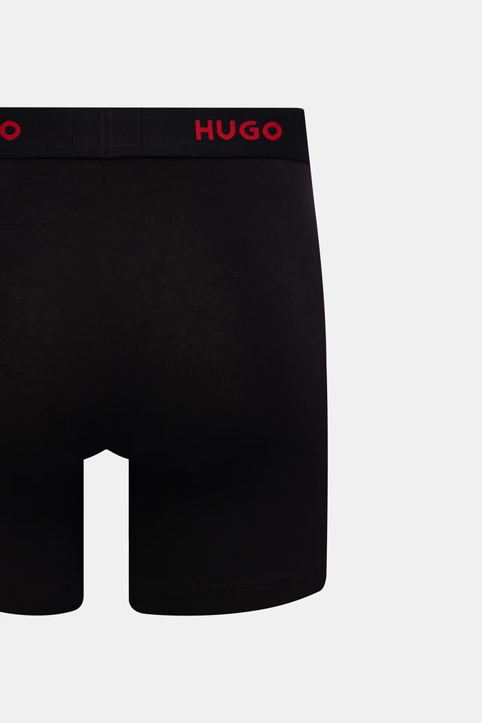 Одяг HUGO боксери чоловічі бавовняні з еластаном BOXERBR TRIPLET PACK 3-пак 50532613 чорний