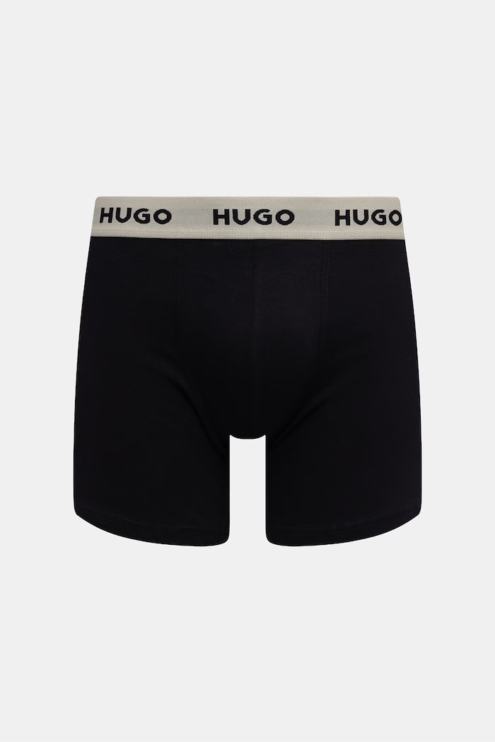 HUGO bokserki męskie bawełniane z elastanem BOXERBR TRIPLET PACK 3-pack 50532613 czarny SS26