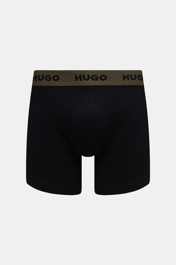 Odzież HUGO bokserki męskie bawełniane z elastanem BOXERBR TRIPLET PACK 3-pack 50532613 czarny