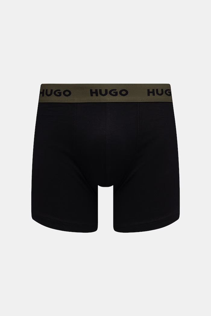 Odzież HUGO bokserki męskie bawełniane z elastanem BOXERBR TRIPLET PACK 3-pack 50532613 czarny