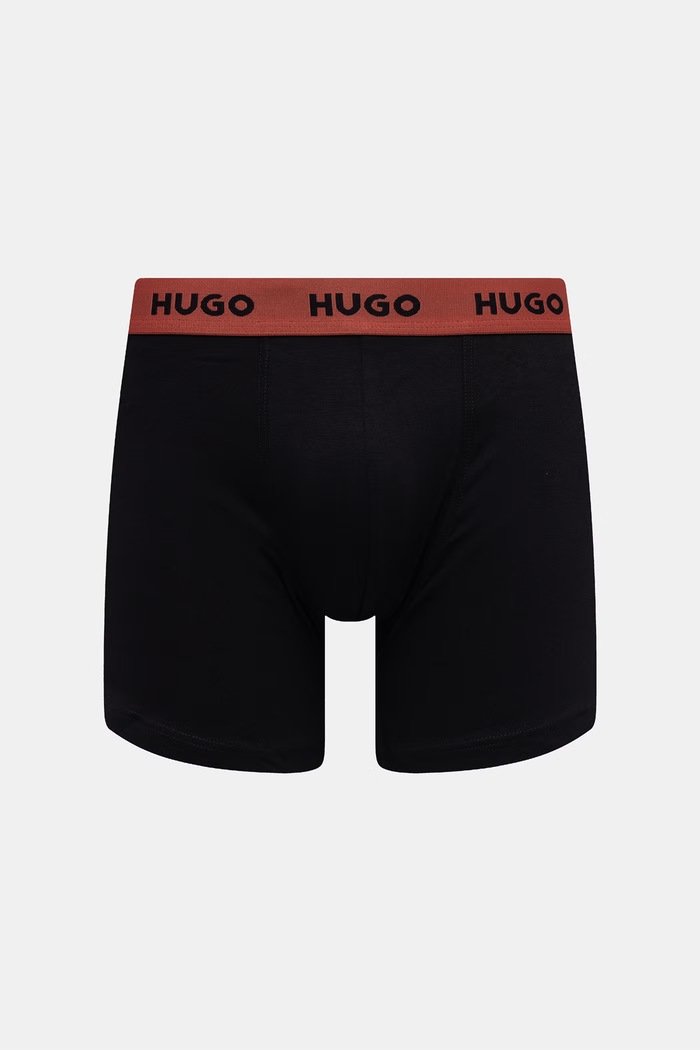 HUGO bokserki męskie bawełniane z elastanem BOXERBR TRIPLET PACK 3-pack czarny 50532613