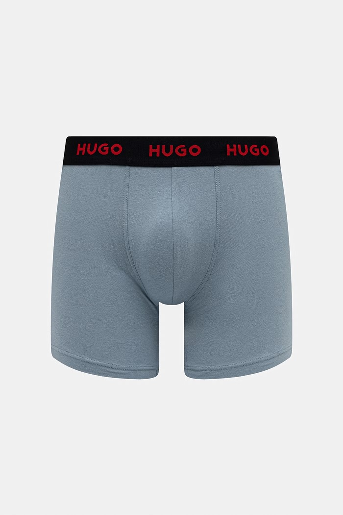 Oblečení HUGO boxerky pánské bavlněné s elastanem BOXERBR TRIPLET PACK 3-pack 50532613 černá