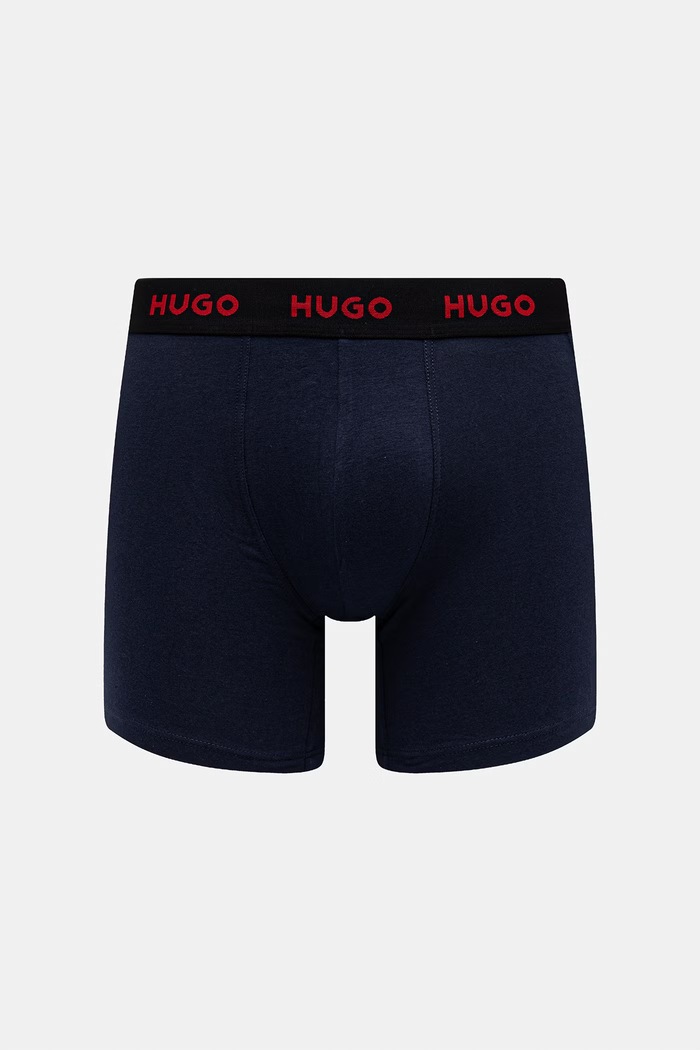 HUGO boxerky pánské bavlněné s elastanem BOXERBR TRIPLET PACK 3-pack černá 50532613