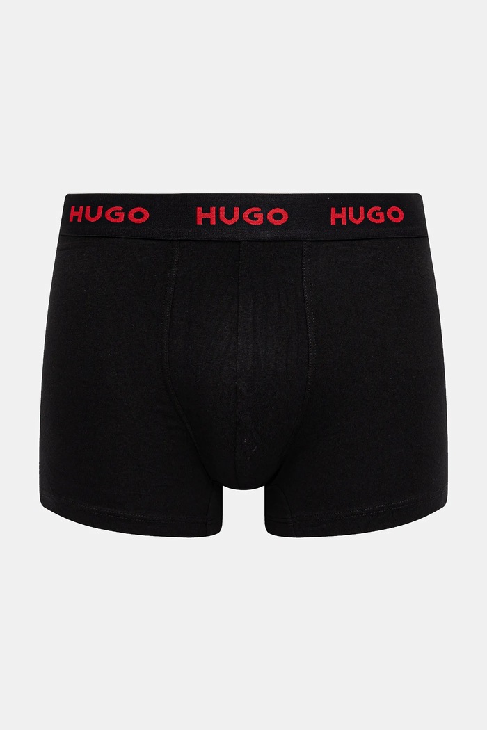 HUGO bokserki męskie bawełniane z elastanem BOXERBR TRIPLET PACK 3-pack 50532613 czarny SS26