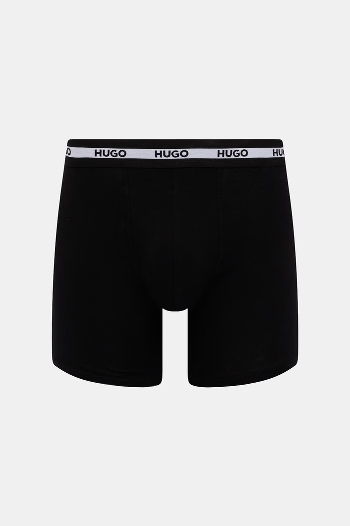 HUGO boxerky pánske bavlnené s elastanom BOXERBR TRIPL PLANET 50534694 sivá SS26